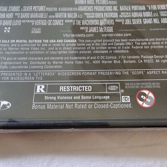 V For Vendetta DVD Widescreen Edition  Natalie Portman & Hugo Weaving, New - Picture 5 of 8